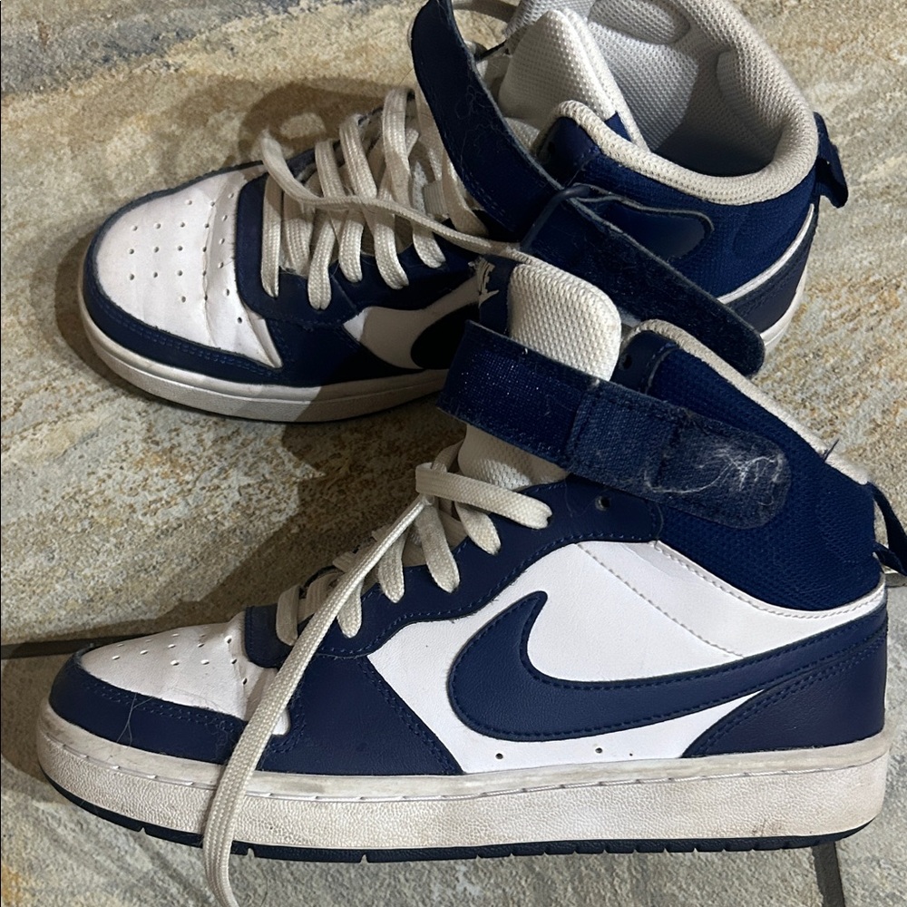 Nike Kids High-Top Sneakers - Navy and White